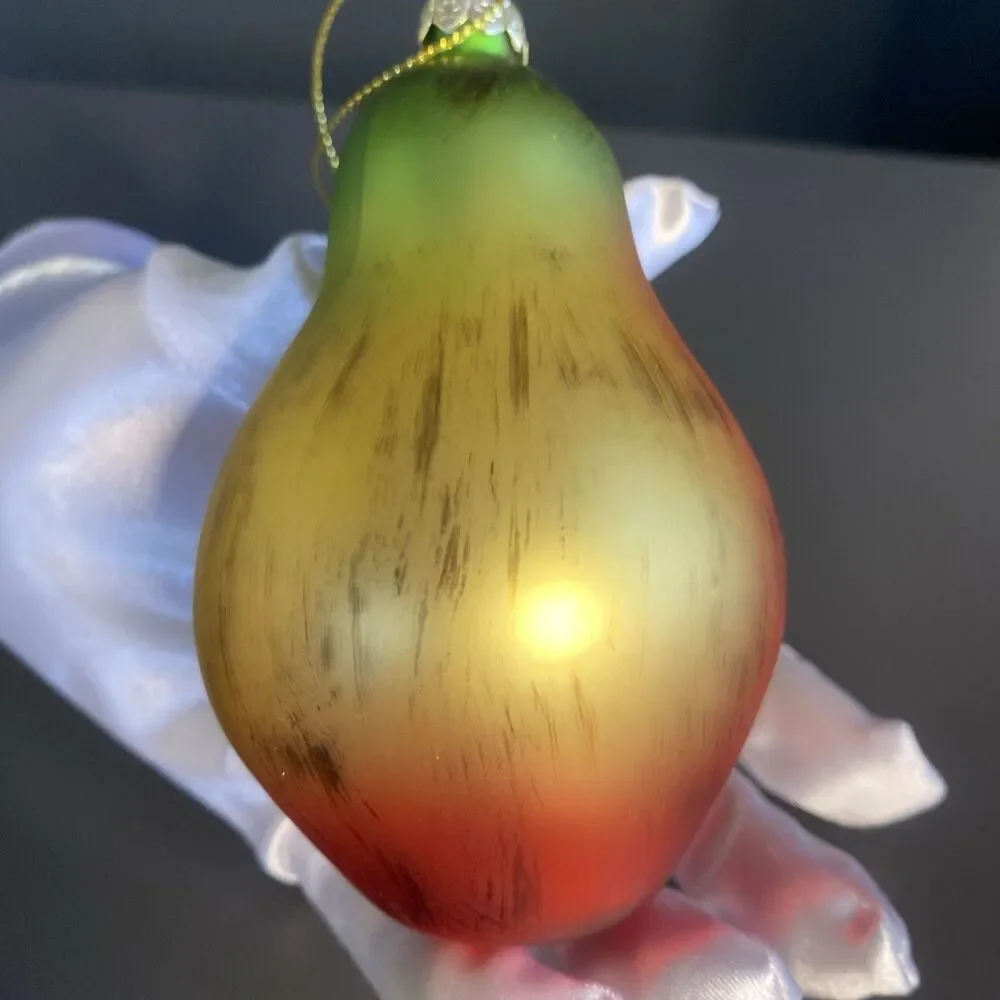 Park Hill Glass Fruit Christmas Ornament Multicolor Pear 4.5